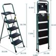 4 Step Ladder, HBTower Folding Step Stool with Tool Platform, Wide Anti-Slip Pedal, Sturdy Steel Ladder, Convenient Handgrip, Lightweight 330lbs Portable Steel Step Stool, Green and Black - 5