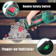 Mini Circular Saw, HYCHIKA Compact Circular Saw Tile Saw with 3 Saw Blades 4A Pure Copper Motor, Scale Ruler, 3-3/8”4500RPM Ideal for Wood, Soft Metal, Tile and Plastic Cuts - 4