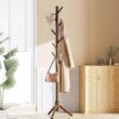 Pipishell Coat Rack, Coat Rack Freestanding with 3 Adjustable Sizes Coat Tree and 8 Hooks, Sturdy Wooden Coat Rack Stand for Cloathes, Hat, Used in Bedroom/Office/Hallway/Bedroom，Brown - 7