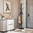 Kertnic Metal Coat Rack Stand with Natural Marble Base, Free Standing Hall Tree with 12 Hooks for Hanging Scarf, Bag, Jacket, Home Entry-way Hat Hanger Organizer (Black) - 4