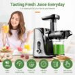 Juicer Machines,AMZCHEF Slow Masticating Juicer Juicer Machines,AMZCHEF Slow Masticating Juicer, Juicer with Two Speed Modes, Travel bottles(500ML),LED display, Easy to Clean Brush & Quiet Motor for Vegetables&Fruits (Gray, GM3001) - 2