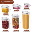 68 PCS Airtight Food Storage Containers With Lids BPA Free,Cereal Containers Storage for Kitchen Pantry Organization and Storage, Dishwasher safe,Include Labels Marker Spoon Set,Cereal, Flour Sugar - 4