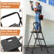 HBTower 3 Step Ladder, Folding Step Stool with Wide Anti-Slip Pedal, 500lbs Sturdy Steel Ladder, Convenient Handgrip, Lightweight, Portable Steel Step Stool, Black - 4