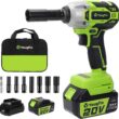 Yougfin Cordless Impact Wrench, 20V Power Brushless Impact Driver,2 Variable Speed Mode, High Torque 320N.M, 4.0Ah Li-ion Battery & Fast Charger, Power Tool for Home ＆ Car (1/2 Inch) - 1