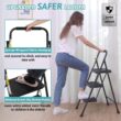 Step Ladder 3 Step Folding with Handgrip, 500Lbs Steel Step Stool, Folding Ladder with Anti-Slip Wide Pedals, Portable Kitchen/Closet Small Step Ladder, Multi-use Step Stool Black by Double Elite - 3
