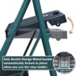 4 Step Ladder, HBTower Folding Step Stool with Tool Platform, Wide Anti-Slip Pedal, Sturdy Steel Ladder, Convenient Handgrip, Lightweight 330lbs Portable Steel Step Stool, Green and Black - 2