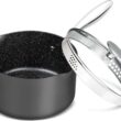 MICHELANGELO 3 Quart Saucepan with Lid, Hard Anodized Nonstick Sauce Pan with Strainer Lid & Pour Spouts for Easy Pour, Granite Derived Coating Sauce Pan for Cooking, Small Sauce Pot - 3 Qt Sauce Pan - 1