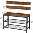 HOOBRO Shoe Bench Set, Entryway Shoe Rack with Coat Hooks, Hall Tree Coat Rack, Mud Room Bench, Hat Bag Hanging Organizer, Industrial, for Foyer, Front Door, Rustic Brown BF07MT01 - 5