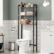 HOOBRO Over The Toilet Storage, 3-Tier Industrial Bathroom Organizer, Shelves with Adjustable Feet, Easy to Assembly, Rustic Brown BF41TS01 - 3