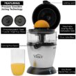 Effortless Citrus Juicing with Vinci's Hands-Free Electric Juicer Vinci Hands-Free Patented Electric Citrus Juicer 1-Button Easy Press Lemon Lime Orange Grapefruit Juice Squeezer Easy to Clean Juicer Machine, Black/Stainless Steel - 5
