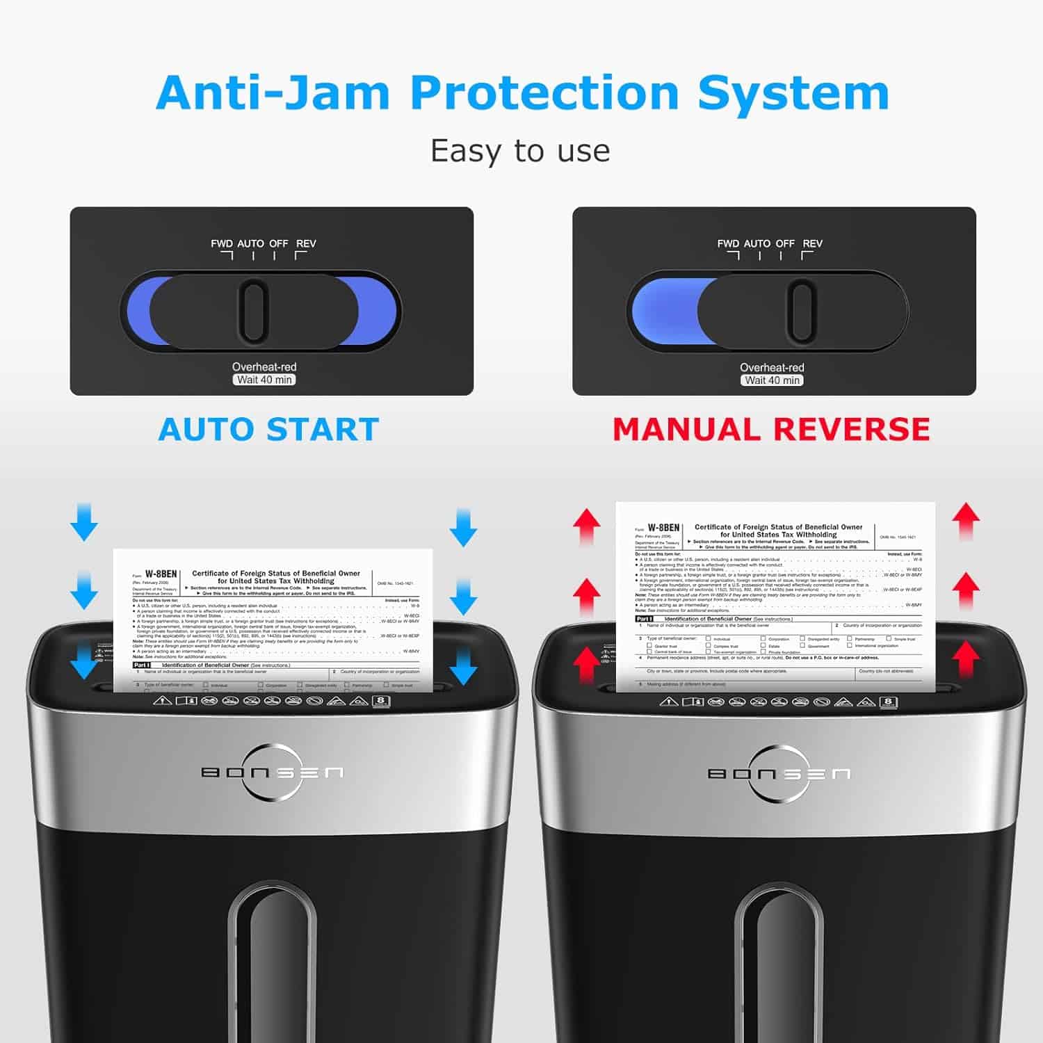BONSEN Shredder for Home Office, 8-Sheet Crosscut Credit Card Shredder (S3101) BONSEN Shredder for Home Office, 8-Sheet Crosscut Credit Card Shredder, Small Paper Shredder for Home Use with 4 Gallons Wastebasket, High Security Level P-4, ETL Certification (S3101) - 3