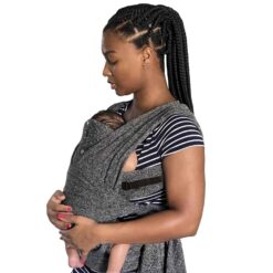 Boppy Baby Carrier- Adjustable ComfyFit, Heathered Gray, Hybrid Wrap with New Arm Straps to Fit More Bodies, 3 Carrying Positions, 0m+ 8-35lbs, Soft Yoga-Inspired Fabric Storage Pouch - 1