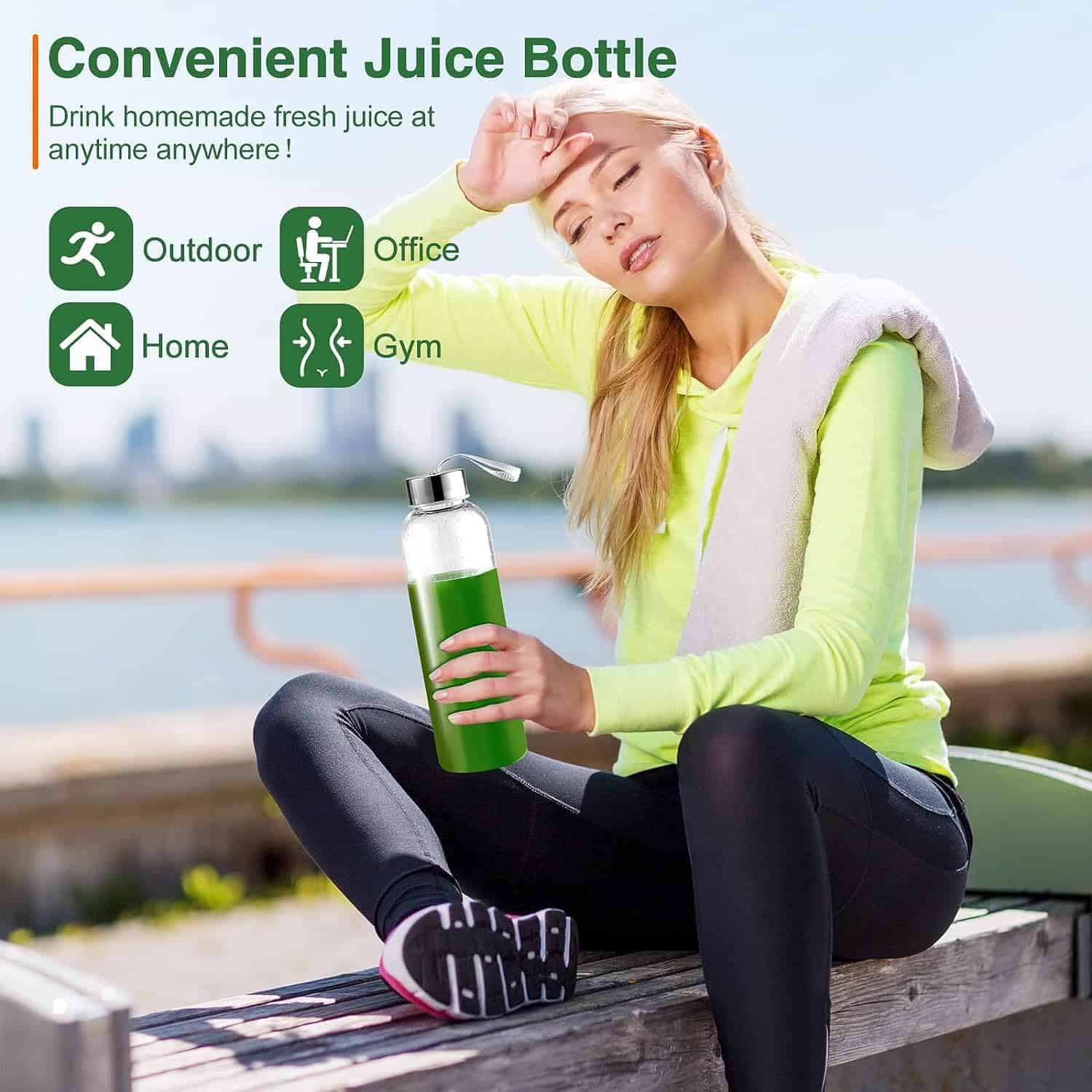 Juicer Machines,AMZCHEF Slow Masticating Juicer Juicer Machines,AMZCHEF Slow Masticating Juicer, Juicer with Two Speed Modes, Travel bottles(500ML),LED display, Easy to Clean Brush & Quiet Motor for Vegetables&Fruits (Gray, GM3001) - 5