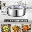 Cooks Standard Dutch Oven Casserole with Glass Lid, 7-Quart Classic Stainless Steel Stockpot, Silver - 2