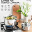 MICHELANGELO Stainless Steel Saucepan Set with Lids 1QT & 2QT & 3QT, Stainless Steel Sauce Pot Set 6pcs, Induction Saucepans, Nonstick Sauce Pan Set, Dishwasher Safe - 3