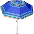 AMMSUN 7ft Heavy Duty High Wind Beach Umbrella Parasols with sand anchor & Tilt Sun Shelter, UV 50+ Protection Outdoor Sunshade Umbrellas Carry Bag for Patio Garden Pool Backyard Stripe Blue - 1