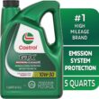 Castrol GTX High Mileage 10W-30 Synthetic Blend Motor Oil, 5 Quarts