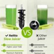Aeitto Juicer Machines, Aeitto Cold Press Juicer, Masticating Juicer, Celery Juicers, Black Juicer Machines, Aeitto Cold Press Juicer, Masticating Juicer, Celery Juicers, with Triple Modes,Reverse Function & Quiet Motor,Easy to Clean with Brush, Recipe for Vegetables And Fruits, Black - 2