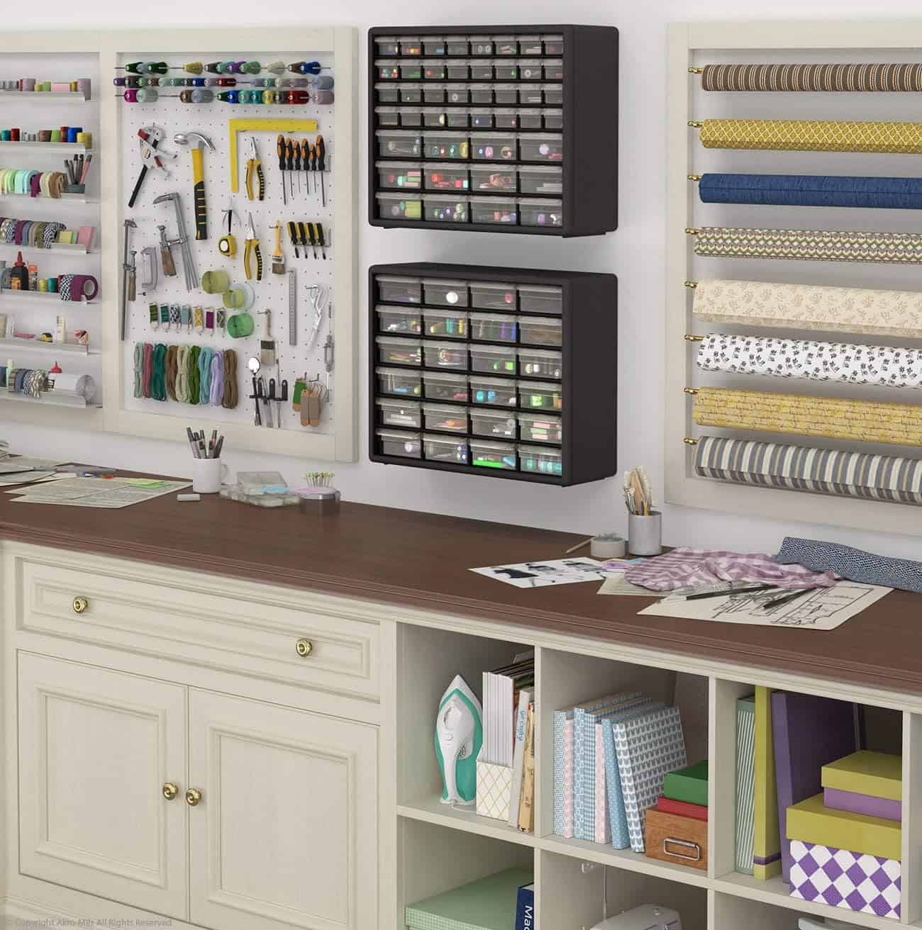 Akro-Mils 24 Cabinet 10724, Plastic Parts Storage Hardware and Craft Cabinet, (20-Inch W x 6-Inch D x 16-Inch H), Black Akro-Mils 24 Cabinet 10724, Plastic Parts Storage Hardware and Craft Cabinet, (20-Inch W x 6-Inch D x 16-Inch H), Black - 10