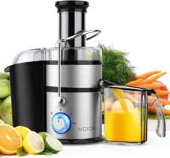 1300W KOIOS Centrifugal Juicer Machines, Juice Extractor with Extra Large 3inch Feed Chute, Full Copper Motor, Titanium-Plated Filter, High Juice Yield, 3 Speeds Mode,Easy to Clean with Brush,BPA-Free - 1