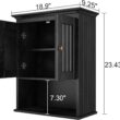 Treocho Wood Wall Cabinet Bathroom Medicine Cabinet Storage, Black Treocho Wood Wall Cabinet Bathroom Medicine Cabinet Storage with Doors and Adjustable Shelf Wall Mount for Bathroom, Livingroom, Kitchen, Cupboard, Black - 4