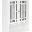 Teamson Home Windsor Wooden Over The Toilet Bathroom Removable Wall Medicine Cabinet with 1 Fixed and 1 Adjustable Shelf 3 Storage Spaces 2 Glass Mosaic Panel Doors and Chrome-Finished Knobs, White - 1