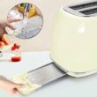 Toasters 2 Slice Retro Stainless Steel Toasters with Bagel, Cancel, Defrost Function and 6 Bread Shade Settings Bagel Toaster, Beige