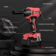 Bamse Impact Wrench Cordless, Brushless Power Impact Gun 21V, 1/2'', 4.0Ah Battery, 3200RPM & Max Torque 480 Ft-lbs (650N.m) with 4 Sockets, Electric Impact Driver for Car Tires and Home - 7