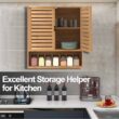Purbambo Bathroom Wall Cabinet, Bamboo Wall Mount Medicine Cabinet Storage Organizer, Double Doors & 3 Tier Adjustable Shelf - 2