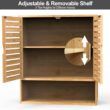 Purbambo Bathroom Wall Cabinet, Bamboo Wall Mount Medicine Cabinet Storage Organizer, Double Doors & 3 Tier Adjustable Shelf - 5