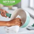 GreenLife Soft Grip Healthy Ceramic Nonstick, 1QT and 2QT Saucepan Pot Set with Lids, PFAS-Free, Dishwasher Safe, Turquoise - 6