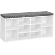VASAGLE Shoe Bench with Cushion, Storage Bench with Padded Seat, Entryway Bench, White and Gray ULHS10WT