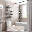 ALLZONE Bathroom Organizer: 4-Tier Over Toilet Storage, Space Saver, Adjustable, Black ALLZONE Bathroom Organizer, Over The Toilet Storage, 4-Tier Adjustable Shelves for Small Room, Saver Space, 92 to 116 Inch Tall, Black - 2