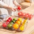 MineSign 4 pack Stackable Refrigerator Organizer Bins Pull-Out Drawers for Fruit and Veggies Storage Organizer for Fridge Clear Drawer Containers with Handle Divided Organization for Produce Saver - 7