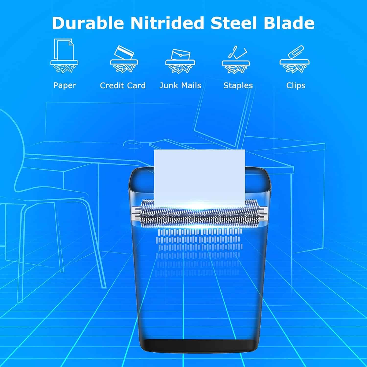 BONSEN Shredder for Home Office, 8-Sheet Crosscut Credit Card Shredder (S3101) BONSEN Shredder for Home Office, 8-Sheet Crosscut Credit Card Shredder, Small Paper Shredder for Home Use with 4 Gallons Wastebasket, High Security Level P-4, ETL Certification (S3101) - 6