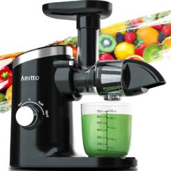 Juicer Machines, Aeitto Cold Press Juicer, Masticating Juicer, Celery Juicers, with Triple Modes,Reverse Function & Quiet Motor,Easy to Clean with Brush, Recipe for Vegetables And Fruits, Black - 1
