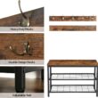 HOOBRO Shoe Bench Set, Entryway Shoe Rack with Coat Hooks, Hall Tree Coat Rack, Mud Room Bench, Hat Bag Hanging Organizer, Industrial, for Foyer, Front Door, Rustic Brown BF07MT01 - 6