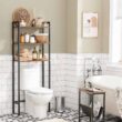 HOOBRO Over The Toilet Storage, 3-Tier Industrial Bathroom Organizer, Shelves with Adjustable Feet, Easy to Assembly, Rustic Brown BF41TS01 - 2