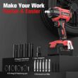 Bamse Impact Wrench Cordless, Brushless Power Impact Gun 21V, 1/2'', 4.0Ah Battery, 3200RPM & Max Torque 480 Ft-lbs (650N.m) with 4 Sockets, Electric Impact Driver for Car Tires and Home - 8
