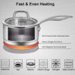 Duxtop Professional Stainless Steel Sauce Pan with Lid, Kitchen Cookware, Induction Pot with Impact-bonded Base Technology, 2.5 Quart - 2