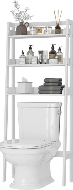 UTEX 3-Shelf Bathroom Organizer Over The Toilet, 3-Tier Shelf, Spacesaver (White) - 1