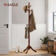 VASAGLE Solid Wood Coat Rack/Stand, Free Standing Hall Coat Tree with 10 Hooks for Hats, Bags, Purses, for Entryway, Hallway, Rubberwood, Dark Walnut URCR03WN - 2