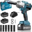 Seesii Cordless Electric Impact Wrench 1/2 inch for Car Home, 580Ft-lbs(800N.m) Brushless, 3300RPM High Torque Gun w/ 2x 4.0Ah Battery,Charger & 6 Sockets, WH710 - 1