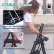 Step Ladder 3 Step Folding with Handgrip, 500Lbs Steel Step Stool, Folding Ladder with Anti-Slip Wide Pedals, Portable Kitchen/Closet Small Step Ladder, Multi-use Step Stool Black by Double Elite - 4