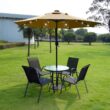 Sunnyglade 9' Solar LED Lighted Patio Umbrella with 8 Ribs/Tilt Adjustment and Crank Lift System (Light Tan) - 4
