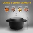 EDGING CASTING 2-in-1 Pre-Seasoned Cast Iron Dutch Oven Pot with Skillet Lid Cooking Pan, Cast Iron Skillet Cookware Pan Set with Dual Handles Indoor Outdoor for Bread, Frying, Baking, Camping, BBQ, 5QT - 3