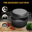 EDGING CASTING 2-in-1 Pre-Seasoned Cast Iron Dutch Oven Pot with Skillet Lid Cooking Pan, Cast Iron Skillet Cookware Pan Set with Dual Handles Indoor Outdoor for Bread, Frying, Baking, Camping, BBQ, 5QT - 5