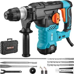 Berserker 1-1/4" SDS-Plus Rotary Hammer Drill with Vibration Control,Safety Clutch,12.5 Amp 4 Functions Corded Rotomartillo for Concrete-Including 3 Drill Bits,Flat and Point Chisel,Carrying Case - 1