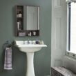 ChooChoo Bathroom Wall Mirror Cabinet, Medicine Cabinet, Grey ChooChoo Bathroom Wall Mirror Cabinet, Medicine Cabinet with Single Door and Adjustable Shelf, Over The Toilet Space Saver Storage Cabinet, Grey - 3