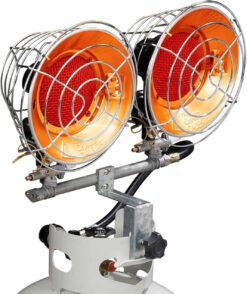 Avenger FBDTP30 Infra-Red Tank Top Outdoor Heater for Use with Propane Gas Tanks for Camping, Patios, and More, Double Burner, 30,000 BTU, Silver - 1